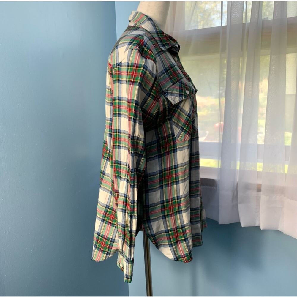J. Crew White Stewart Tartan Plaid Button Down Shirt Size 8 - Picture 6 of 8